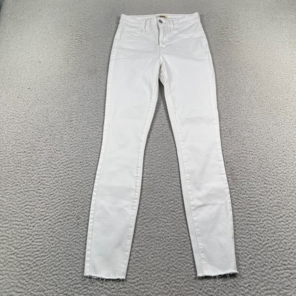 L'agence Jeans Womens 25 Marguerite Skinny High Rise Raw Hem Stretch White